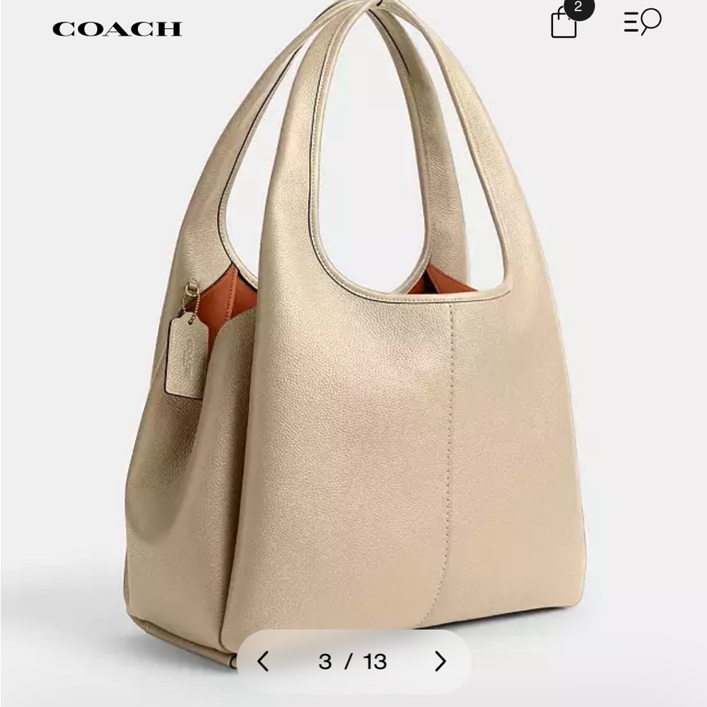 Coach Beige Leather Tote - Picture 2 of 4